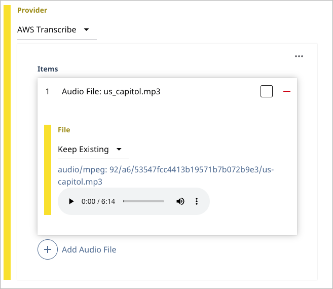 Submitting an audio file to AWS Transcribe