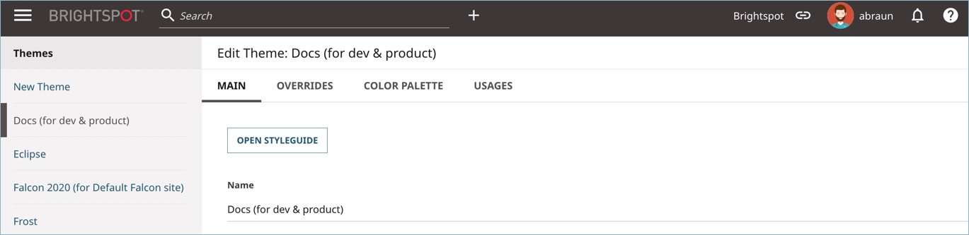 Theme settings
