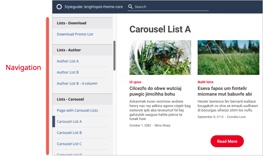 Styleguide navigation