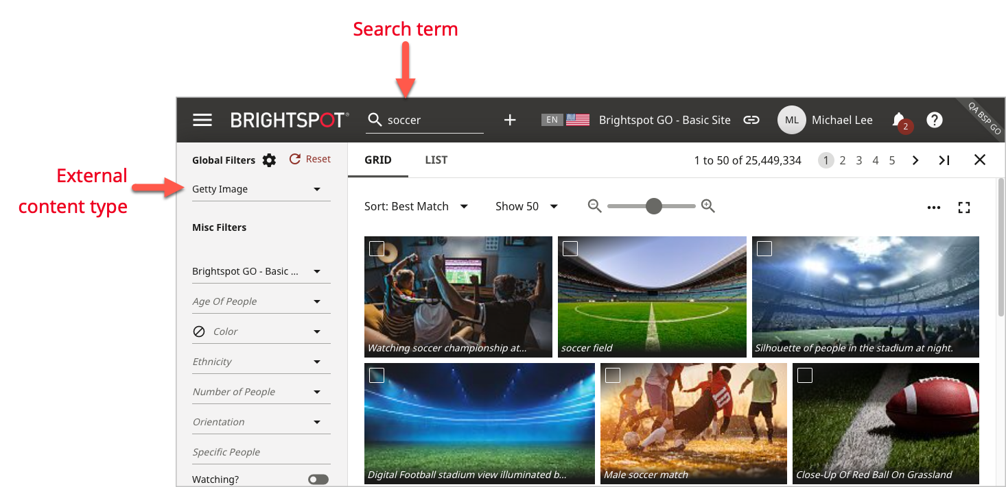 External content search example