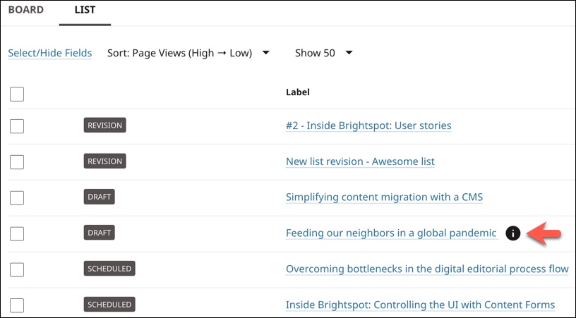 Quick View icon next to a search result