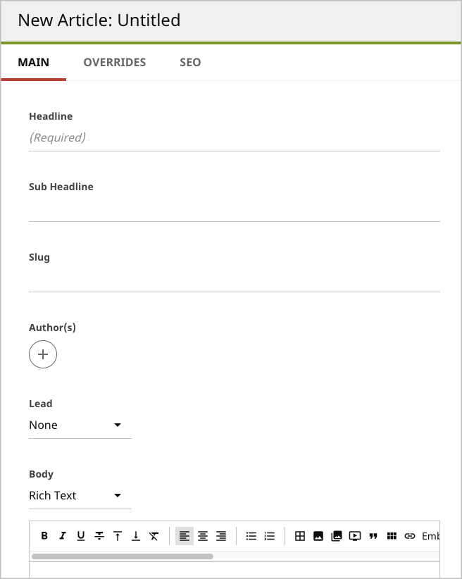 Original English content edit form