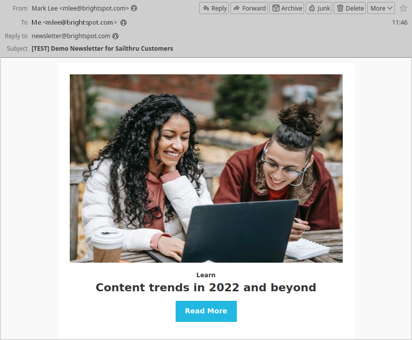 Test Sailthru email