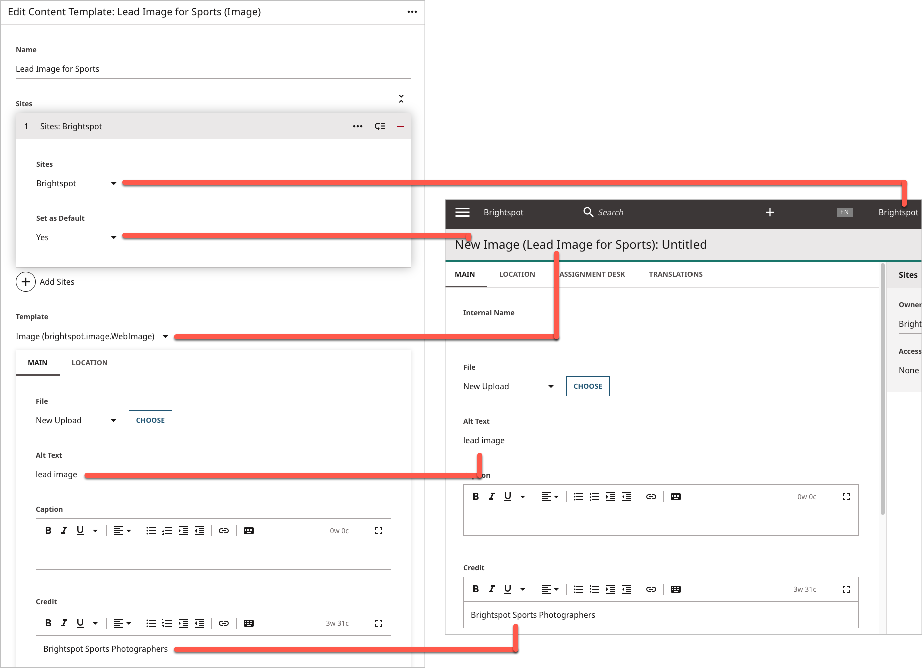 Default template in content edit form