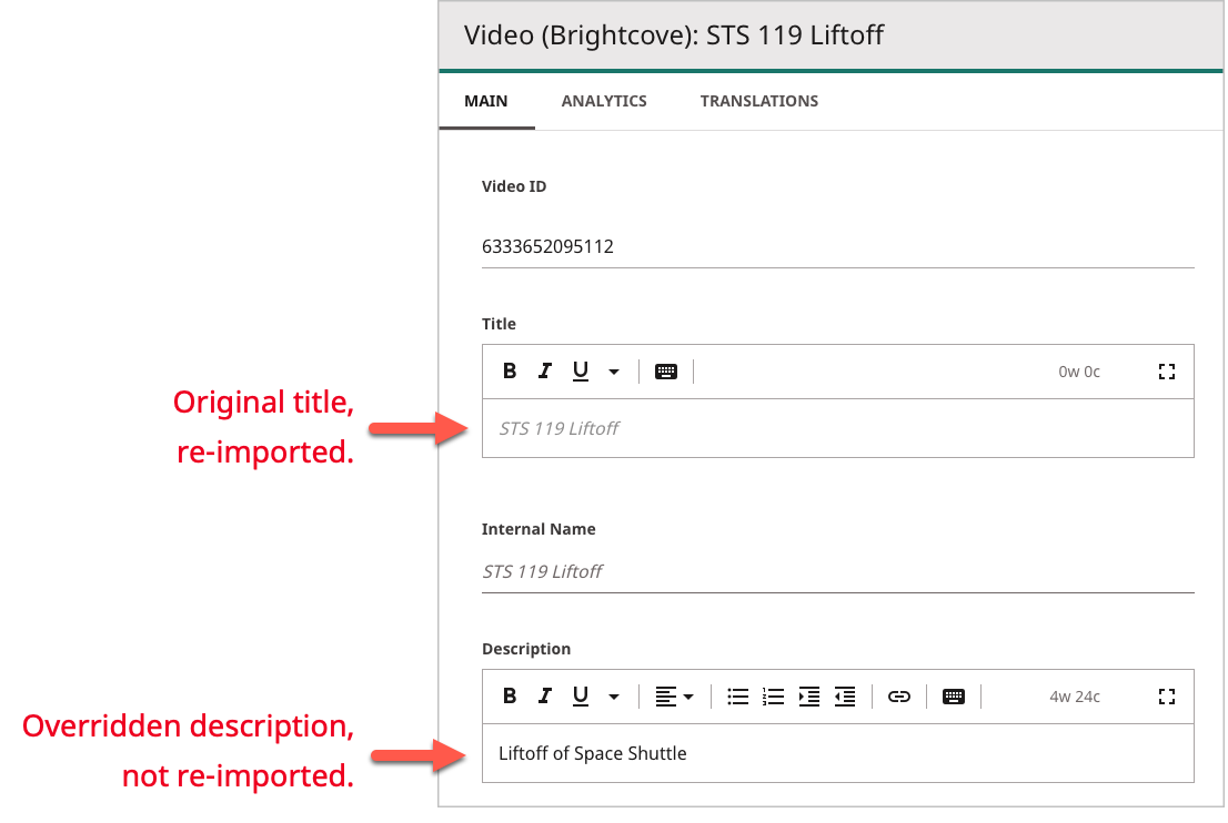Re-importing Brightcove metadata