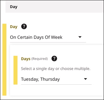 On Certain Days Of Week option