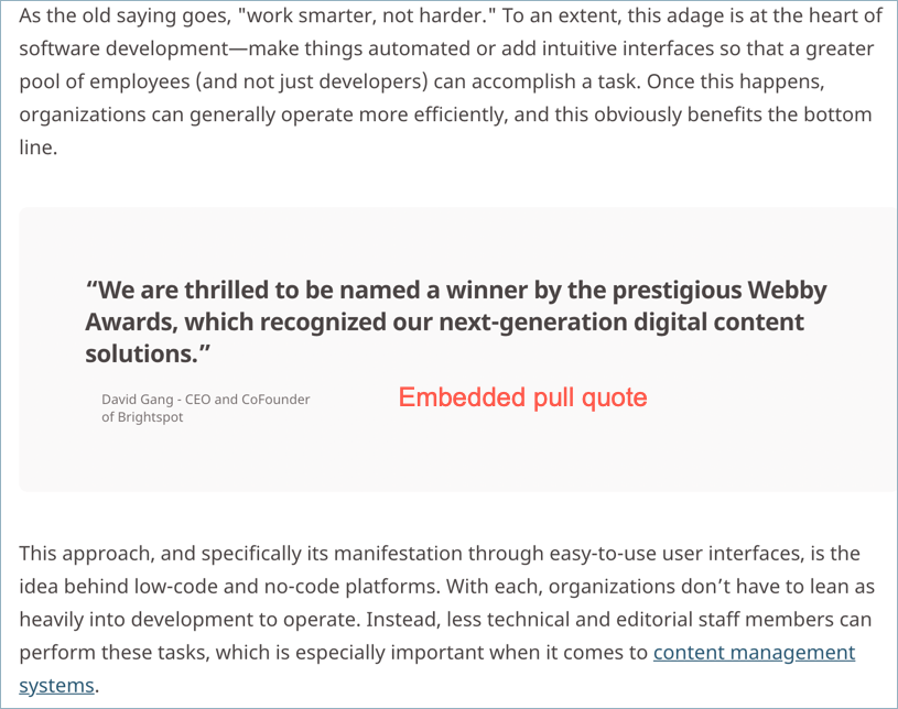 Pull quote embedded in text