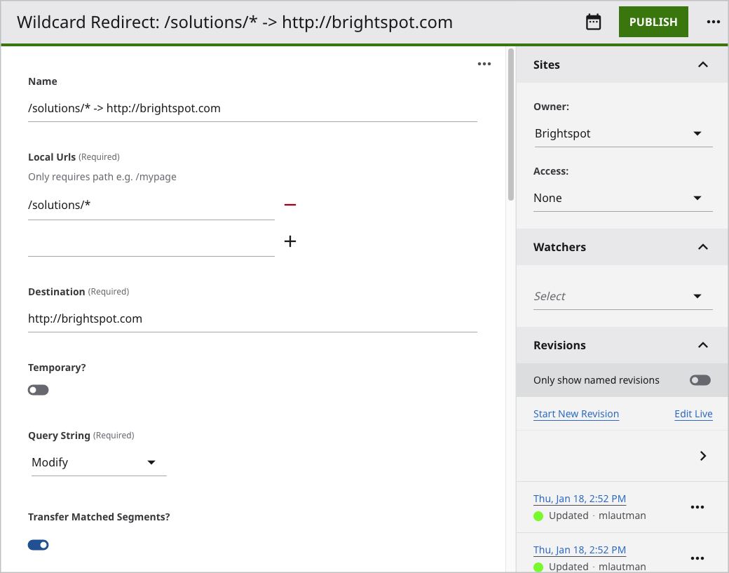 Creating a wildcard redirect