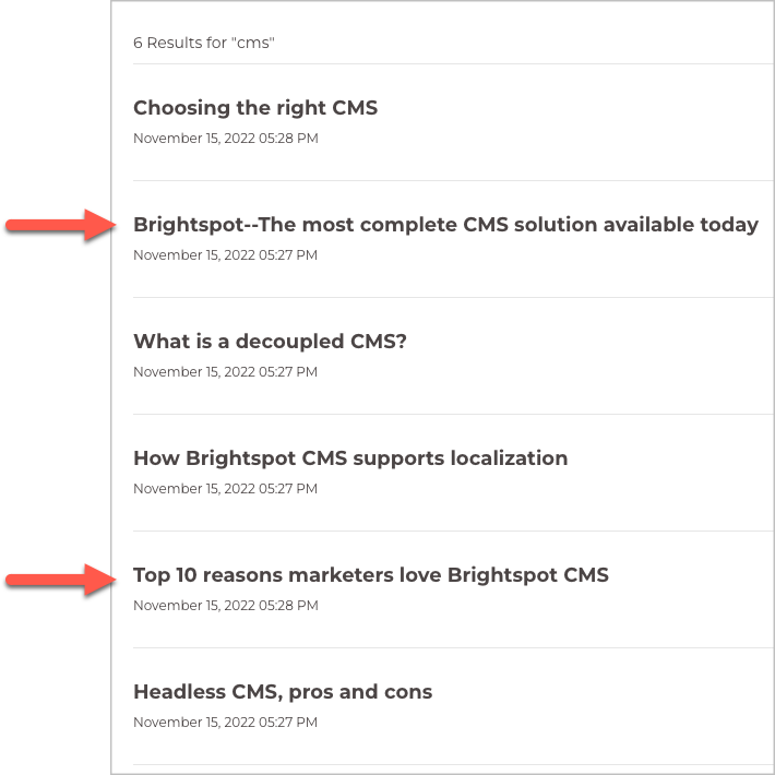 Search results pinned in positions two and five