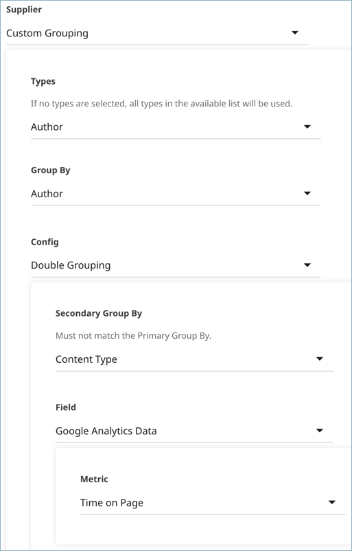 Report widget Double Grouping field selections