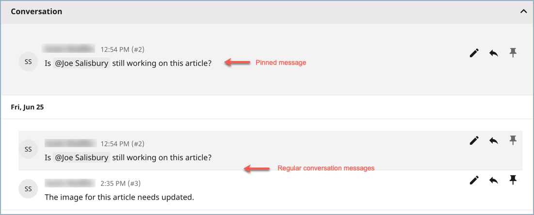 Pinned message