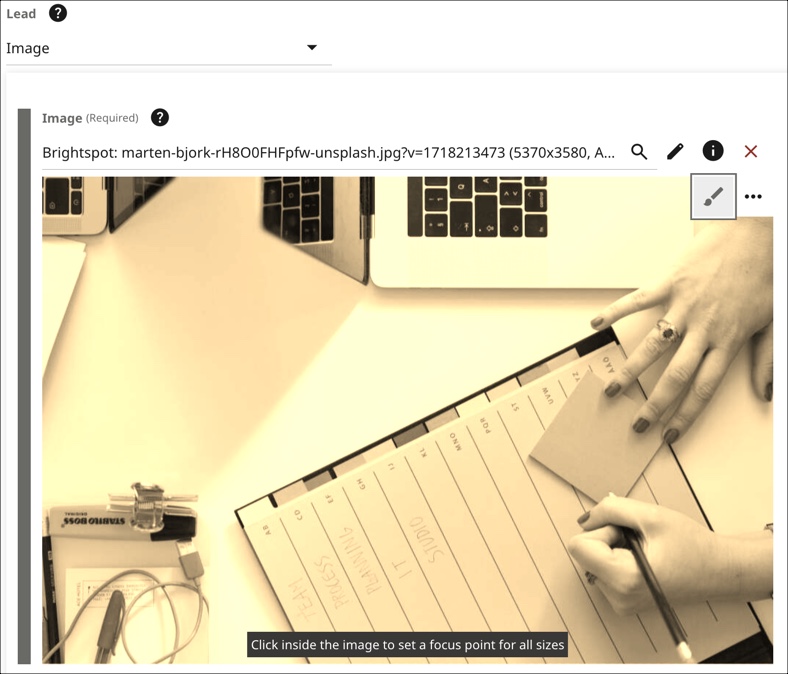 Image in the Lead field with contextual edits applied