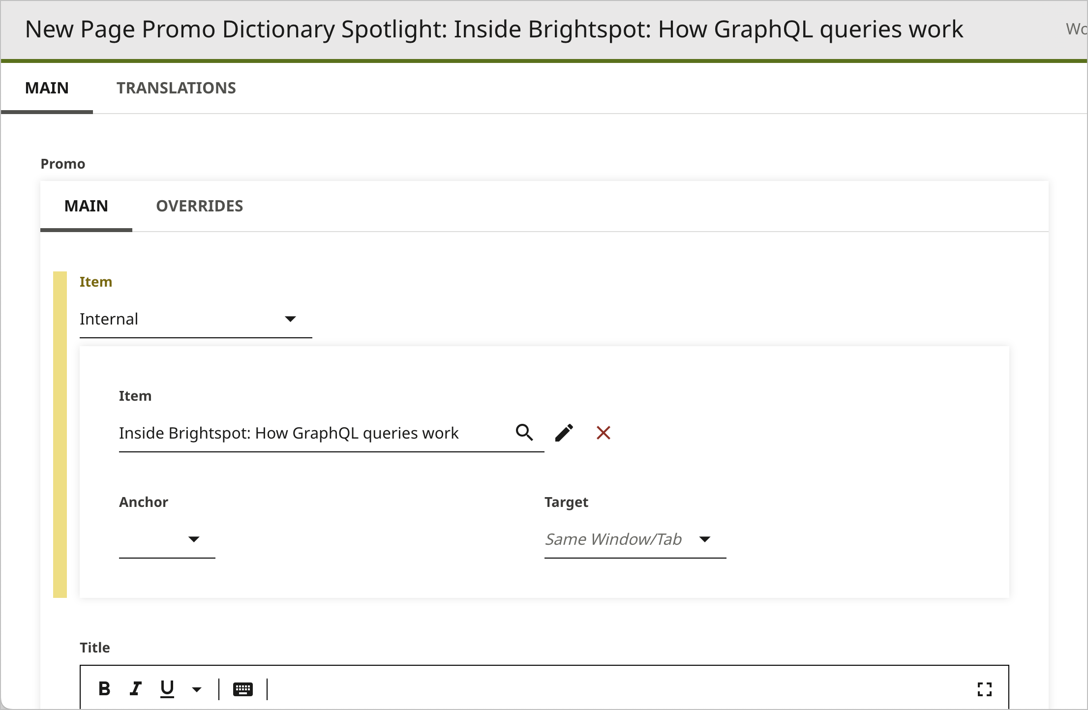 New dictionary spotlight form