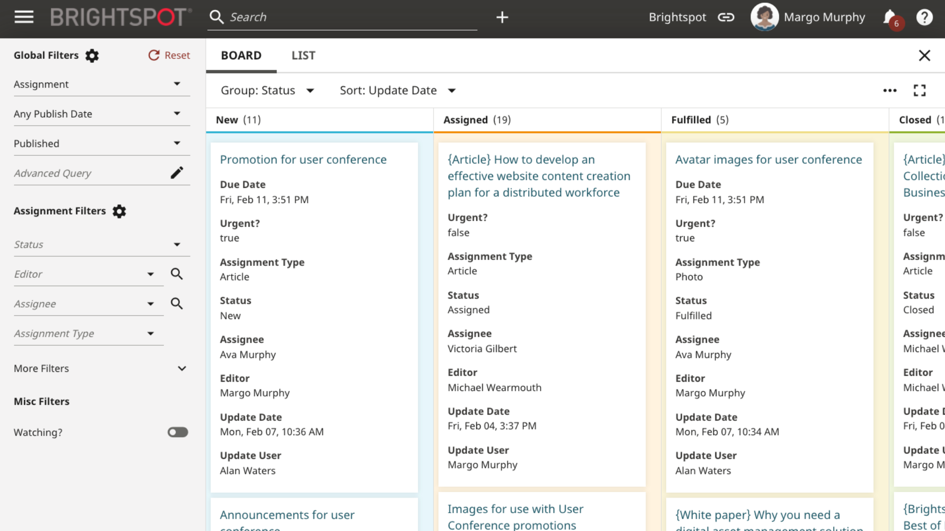 Assignment Desk features
