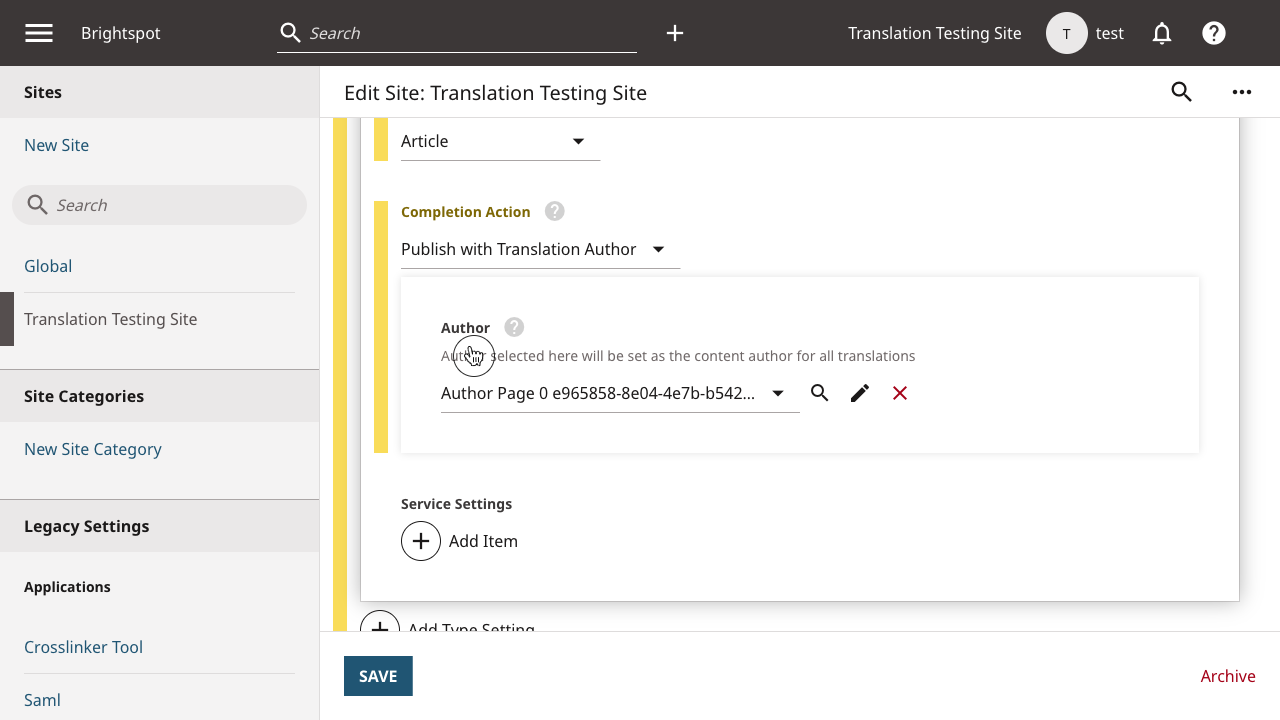 Translation Completion Action