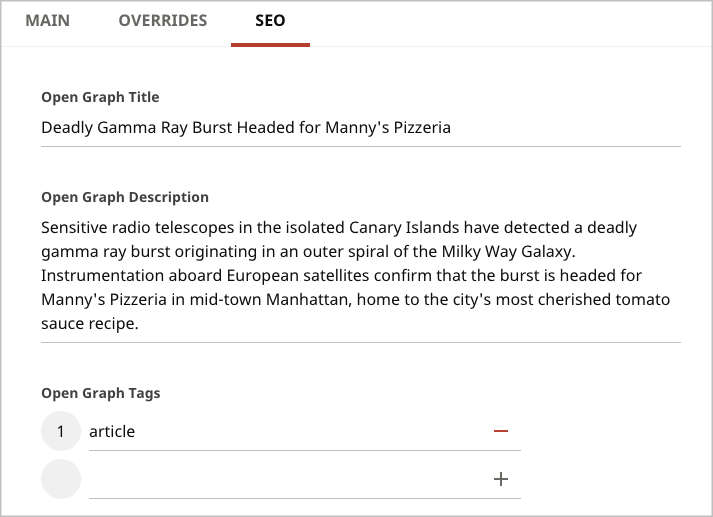 Article with SEO tab