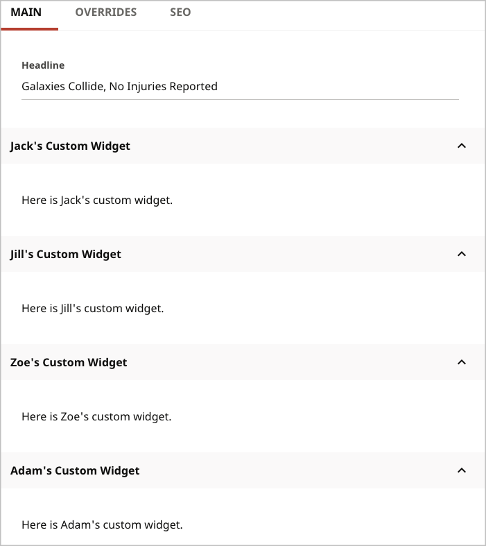 Custom widget positioning