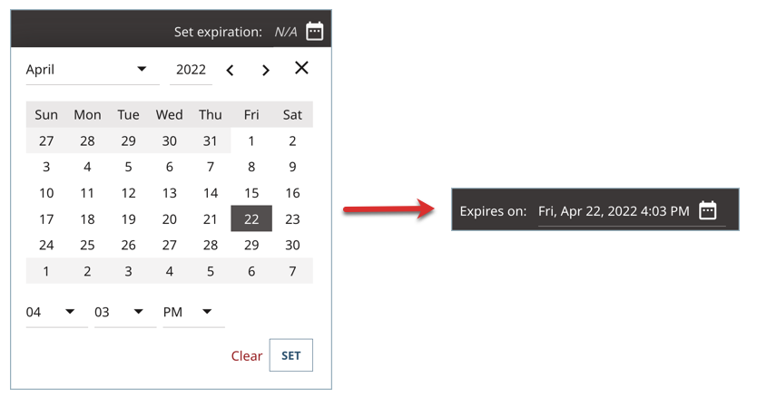 Setting the preview link expiration date for an asset