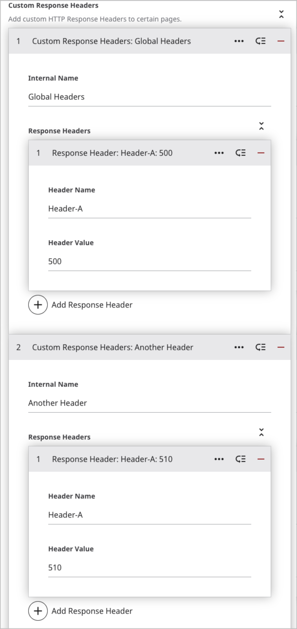 Same site, multiple custom response headers