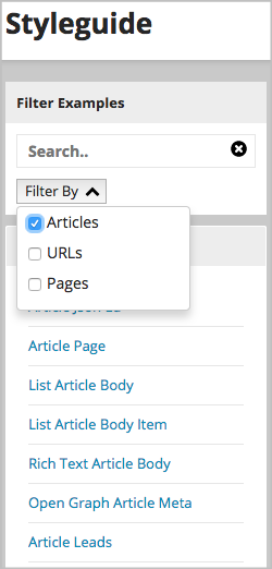 Filtered styleguide