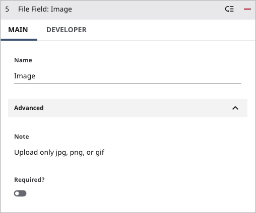 Configuration of a file field