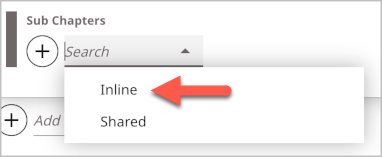 Inline selection in the Sub Chapters field