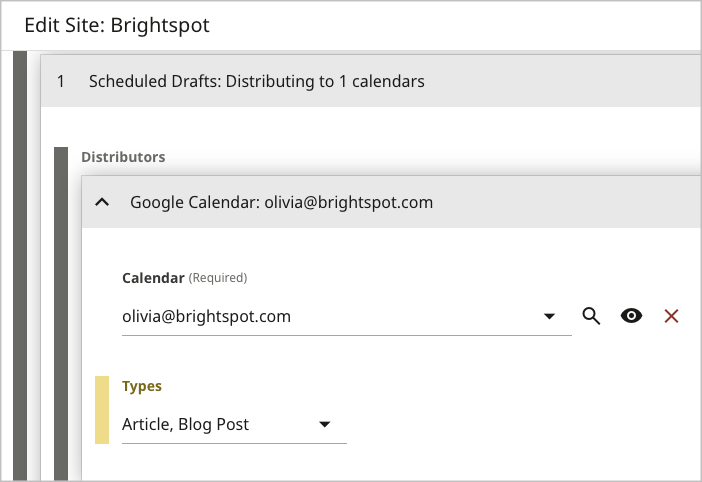 Configuring a Google Calendar synchronization for scheduled drafts
