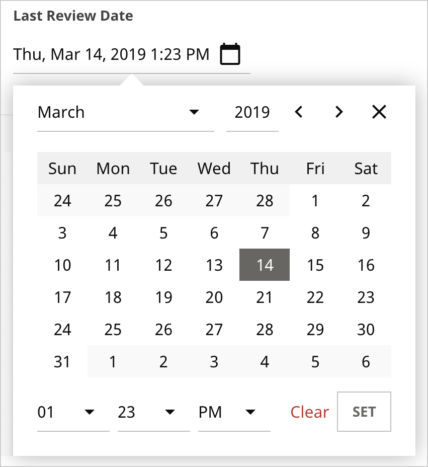 Date Selector FIeld