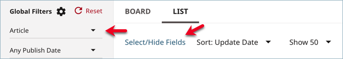 Set the content type to configure search result fields