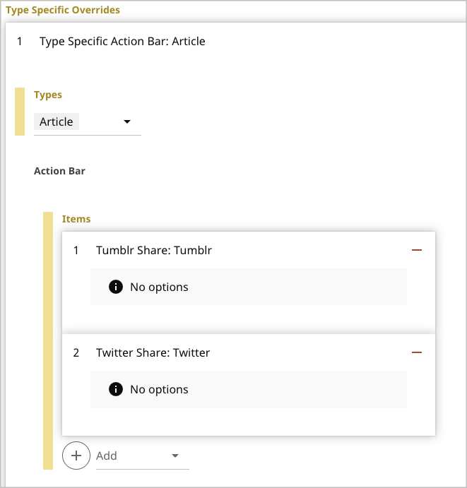 action bar type specific