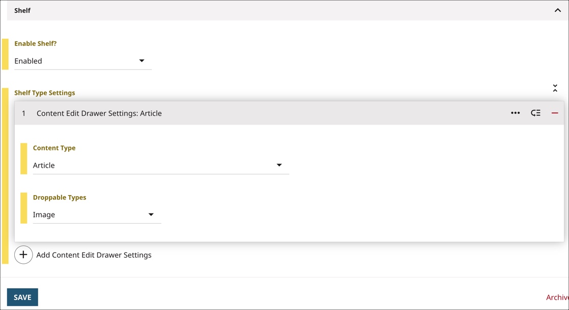 Setting to allow only images to be available on The Shelf for articles.