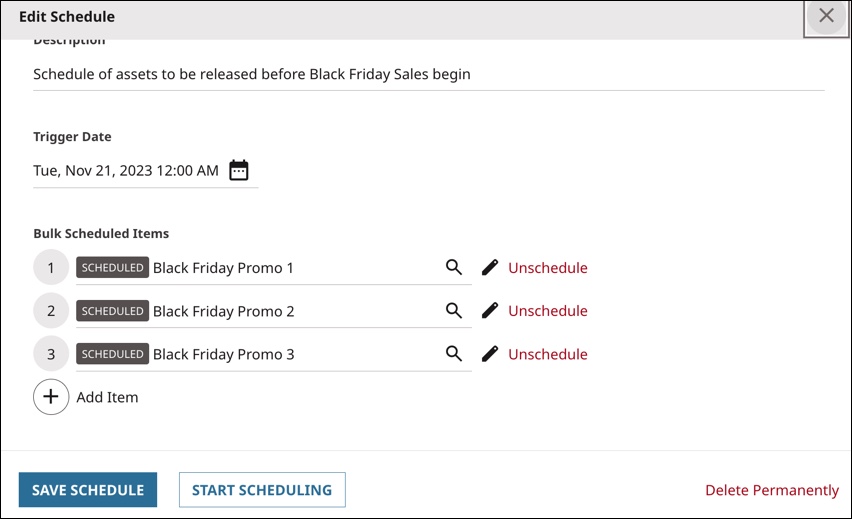 Save buttons on the Edit Schedule pop-up