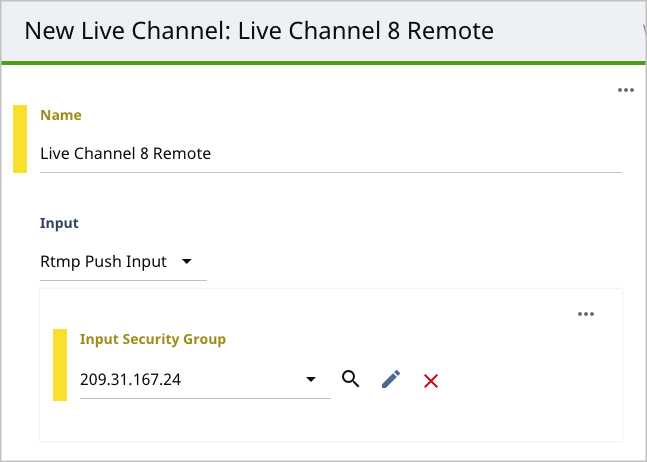 New live stream channel form