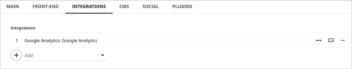 Integrations settings in Brightspot