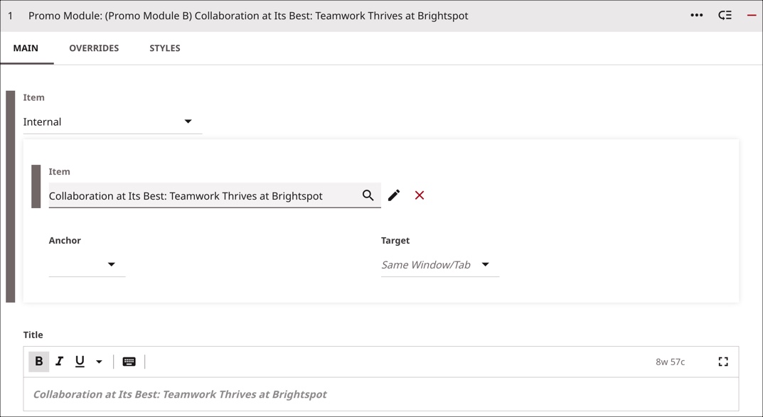 Adding an article to a promo module