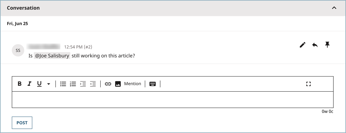 Mentioning an editor in a conversation