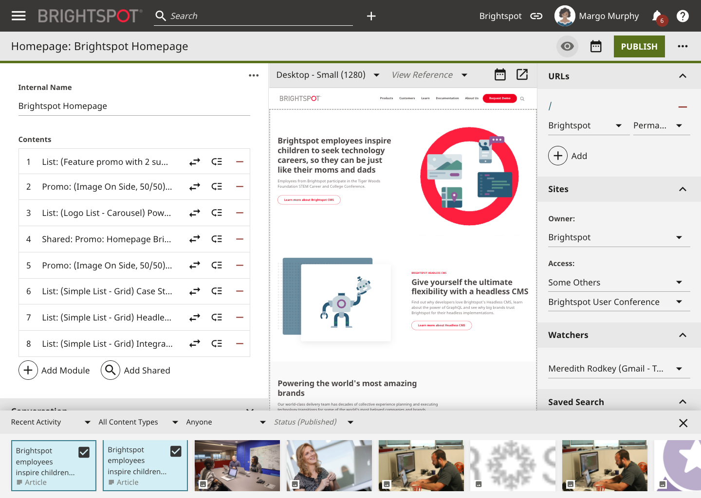 The Shelf, Brightspot CMS screenshot