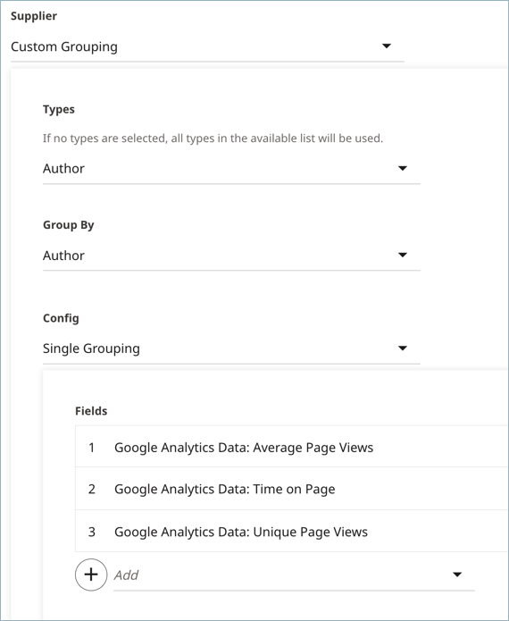 Report widget Single Grouping settings