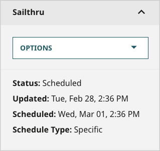 Sailthru widget showing schedule