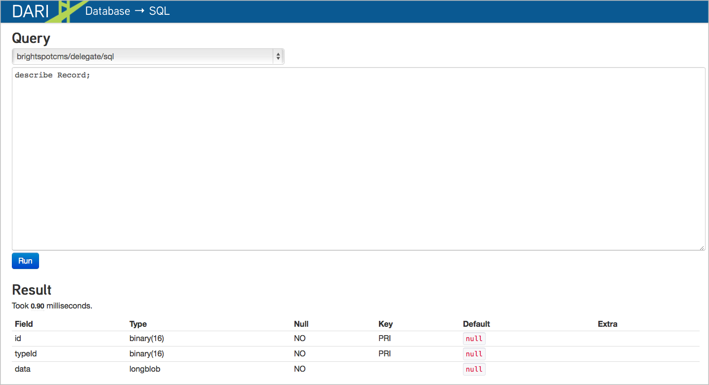 Dari Database SQL Query tool