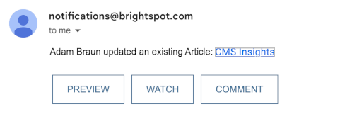 Actionable email notification