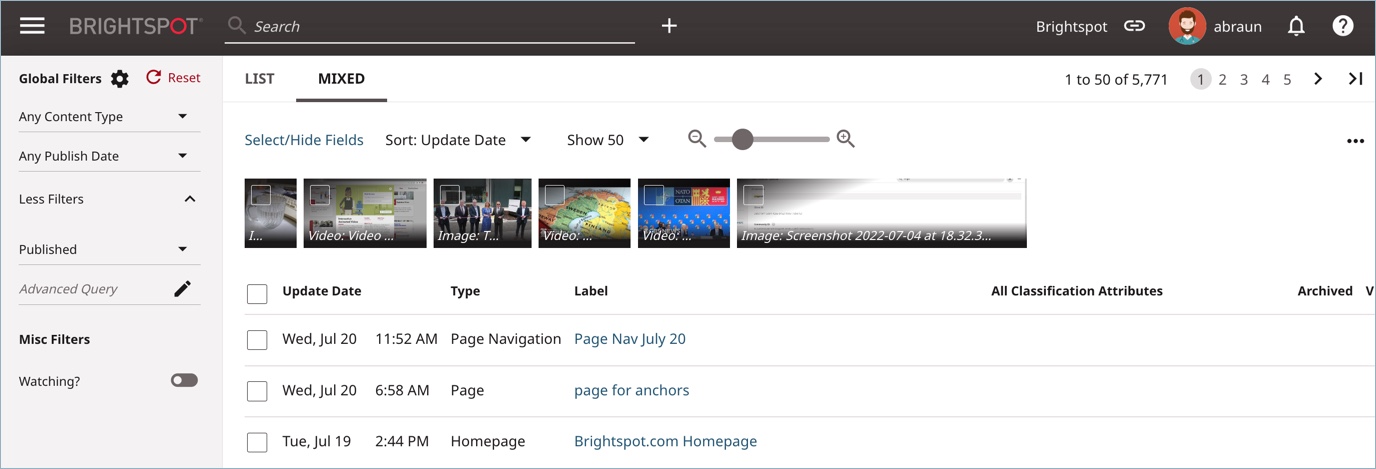 Brightspot search
