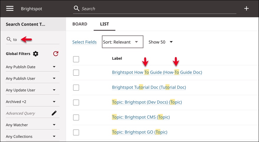 Narrowing down the search results